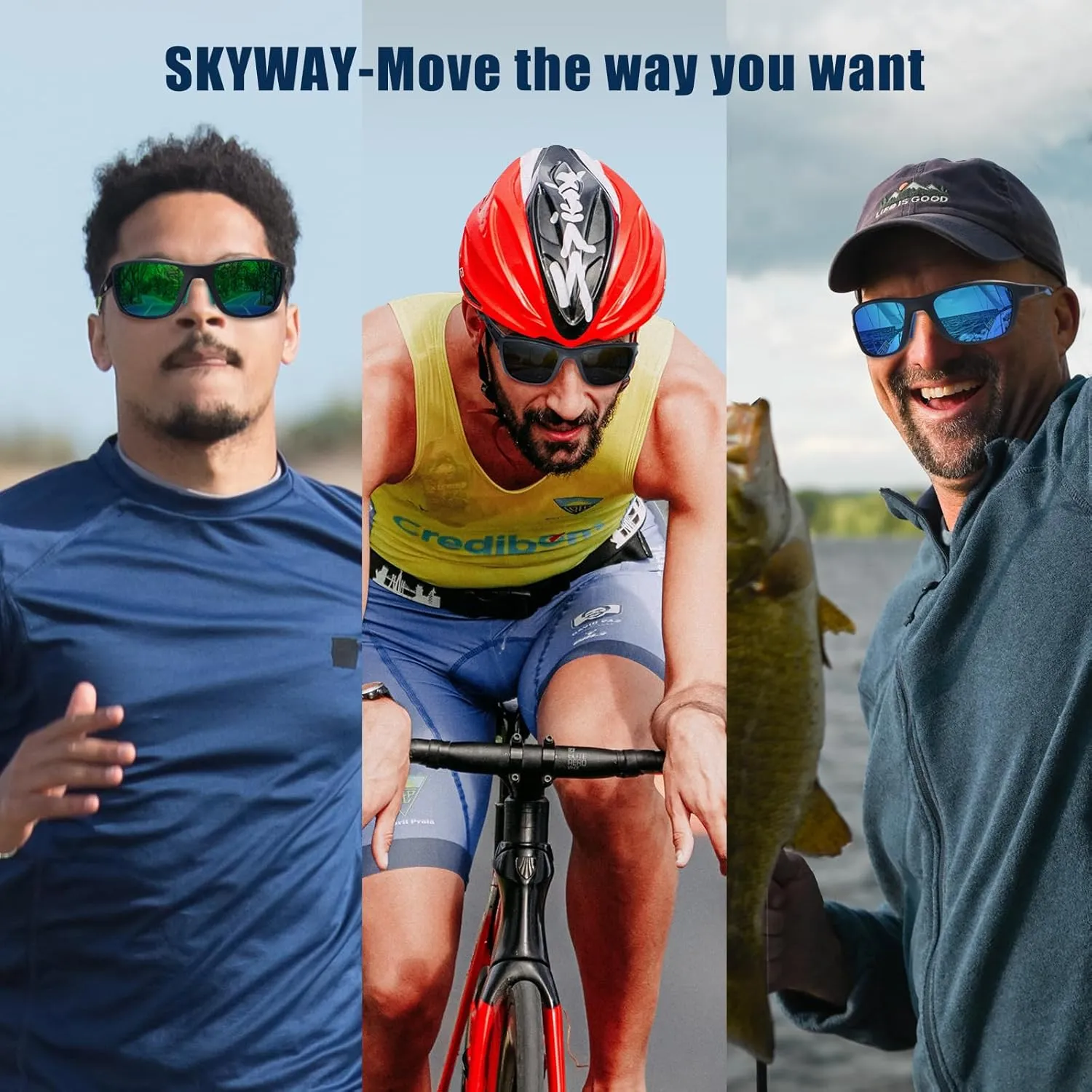 SKYWAY Polarized Sports Sunglasses for Men Women Wrap Around Sports Glasses Baseball Running Cycling UV402 Protection