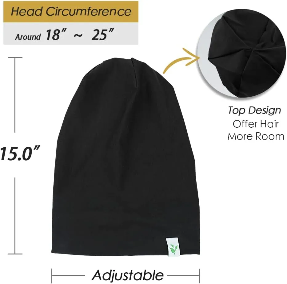 Sleep Cap-2Pcs Designed for Men with Natural Curly Wave Hair Satin Lined,Gifts for Boyfriend,Husband & Dad,