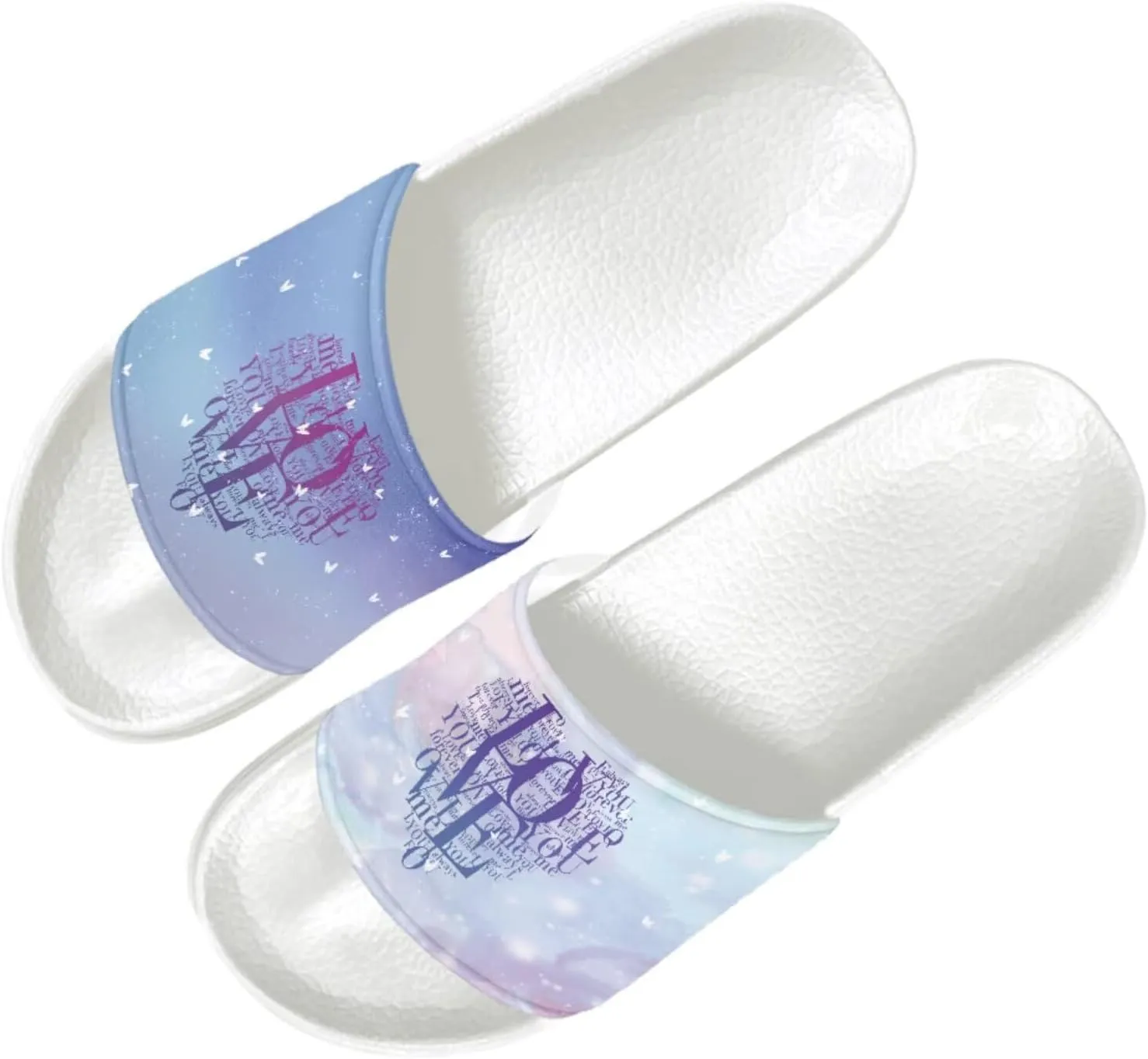 Slide Sandals Slippers for Women and Men, Cozy PU Uppers EVA Sole Non Slip Quick Drying Shower Shoes Bathroom Office