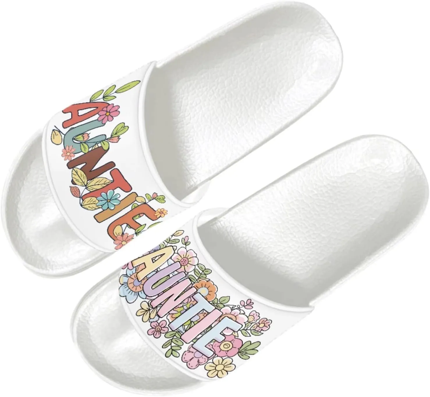 Slide Sandals Slippers for Women and Men, Cozy PU Uppers EVA Sole Non Slip Quick Drying Shower Shoes Bathroom Office