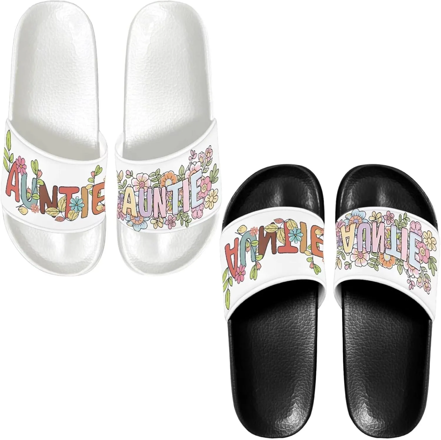 Slide Sandals Slippers for Women and Men, Cozy PU Uppers EVA Sole Non Slip Quick Drying Shower Shoes Bathroom Office