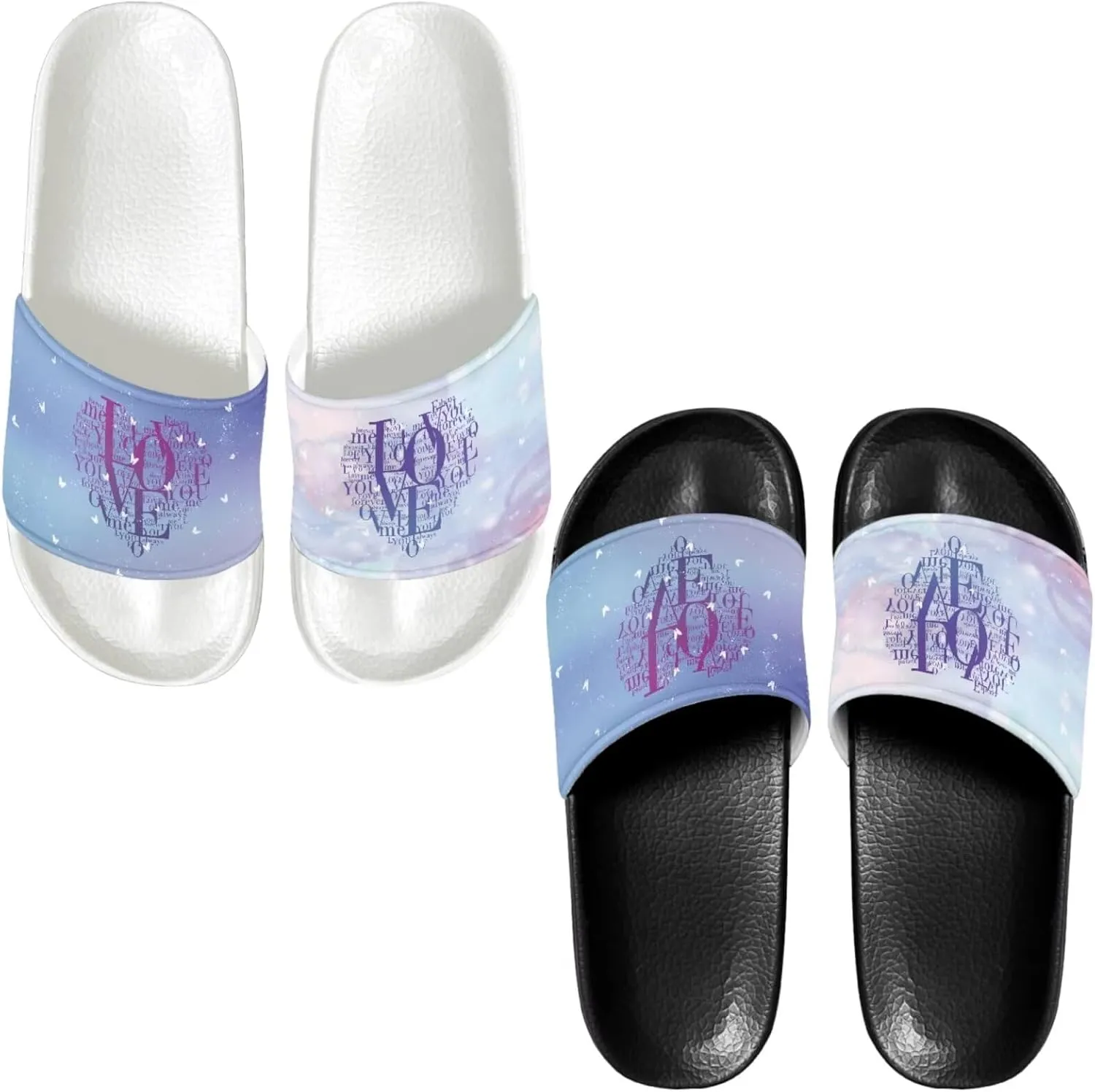 Slide Sandals Slippers for Women and Men, Cozy PU Uppers EVA Sole Non Slip Quick Drying Shower Shoes Bathroom Office