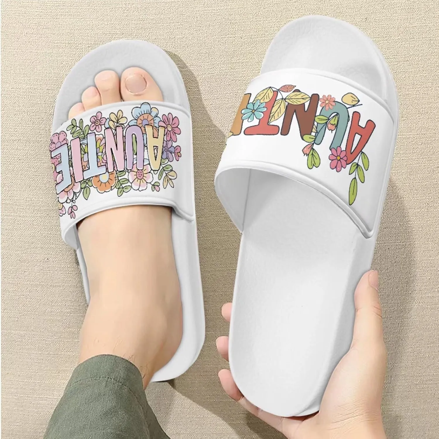 Slide Sandals Slippers for Women and Men, Cozy PU Uppers EVA Sole Non Slip Quick Drying Shower Shoes Bathroom Office
