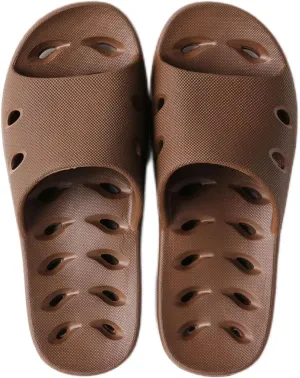Slippers Mens Shower Shoes Dry Quickly Deodorant Bath Slippers Non Slip Soft Bottom Drainage Hole for Indoor Home Bedroom Pool Spa Guest College Dorm Men's Shoes ( Color : Brown , Size : 41-42 )