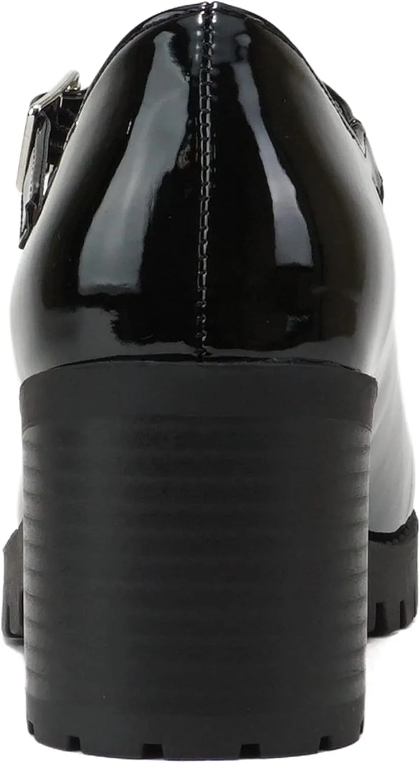 Soda “Boxer” ~ Women Mary Jane Round Toe Chunky Block Heel Lug Sole Pump with Adjustable Strap