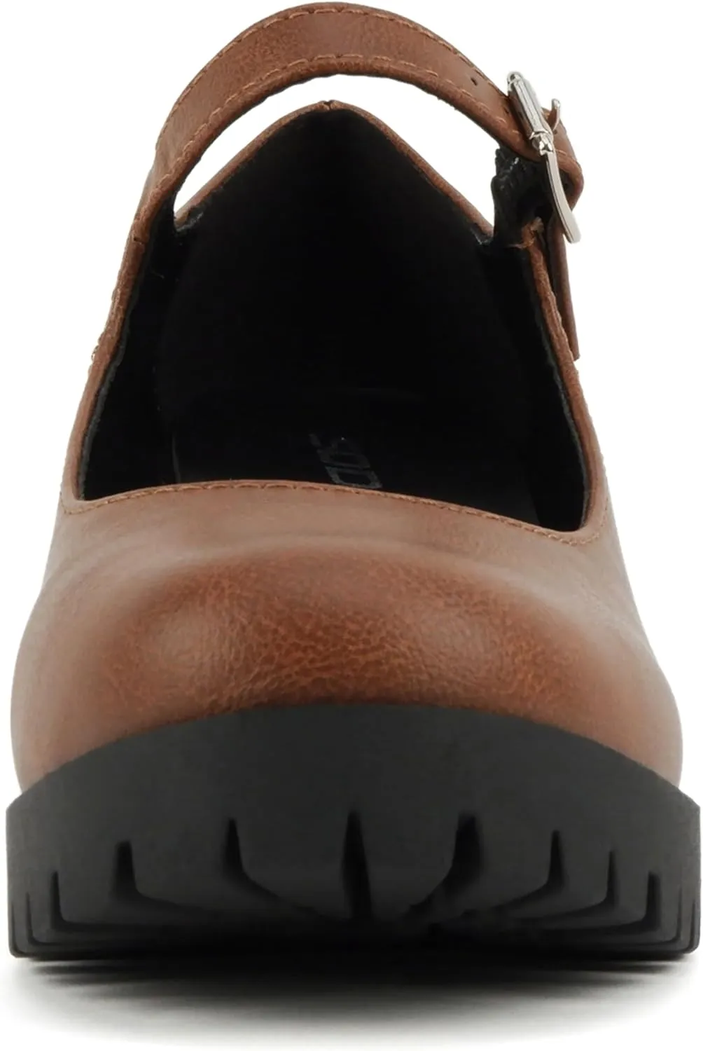 Soda “Boxer” ~ Women Mary Jane Round Toe Chunky Block Heel Lug Sole Pump with Adjustable Strap