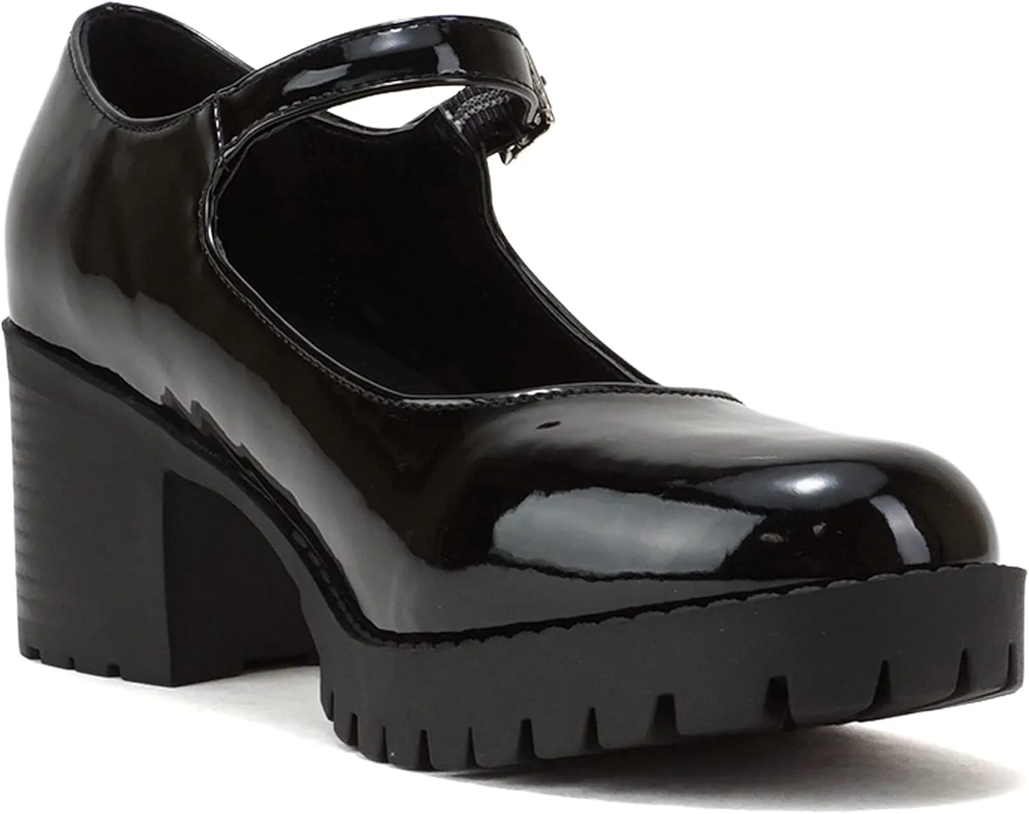 Soda “Boxer” ~ Women Mary Jane Round Toe Chunky Block Heel Lug Sole Pump with Adjustable Strap