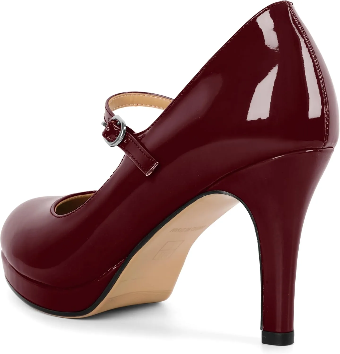 Soireelady Women's Platform Mary Jane Pumps Closed Round Toe Ankle Strap Stiletto High Heels Dress Shoes 3.5 Inches