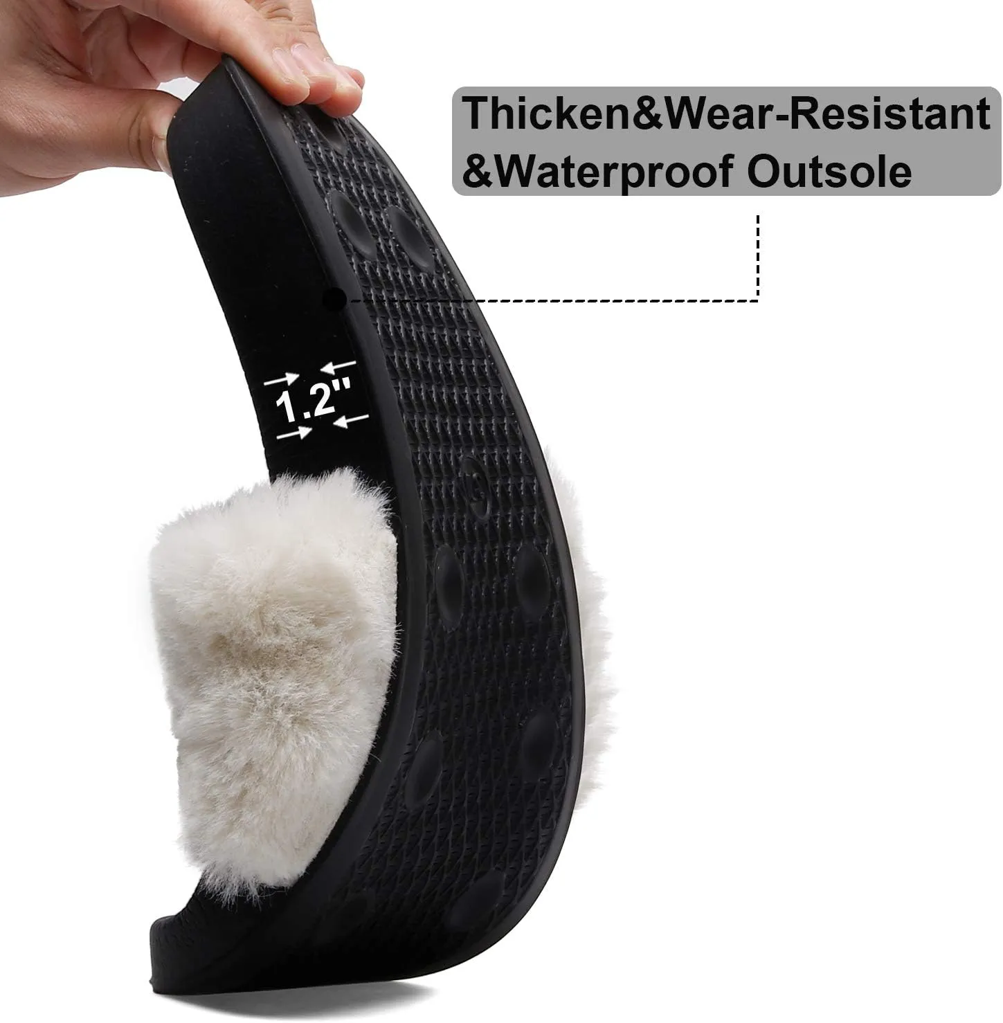 Spesoul Womens Fuzzy Slides Open Toe Furry Slide Slippers Indoor Outdoor Slides Sandals Casual Flat Fluffy House Slippers
