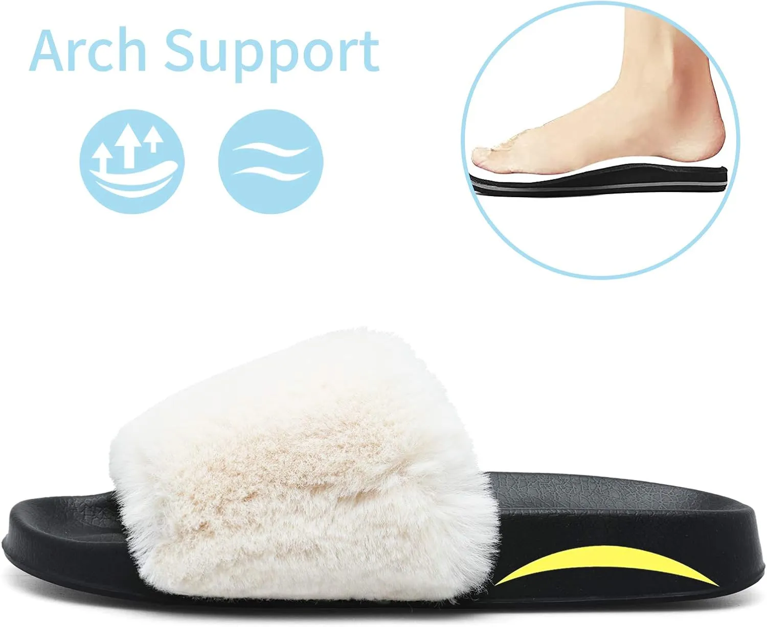 Spesoul Womens Fuzzy Slides Open Toe Furry Slide Slippers Indoor Outdoor Slides Sandals Casual Flat Fluffy House Slippers