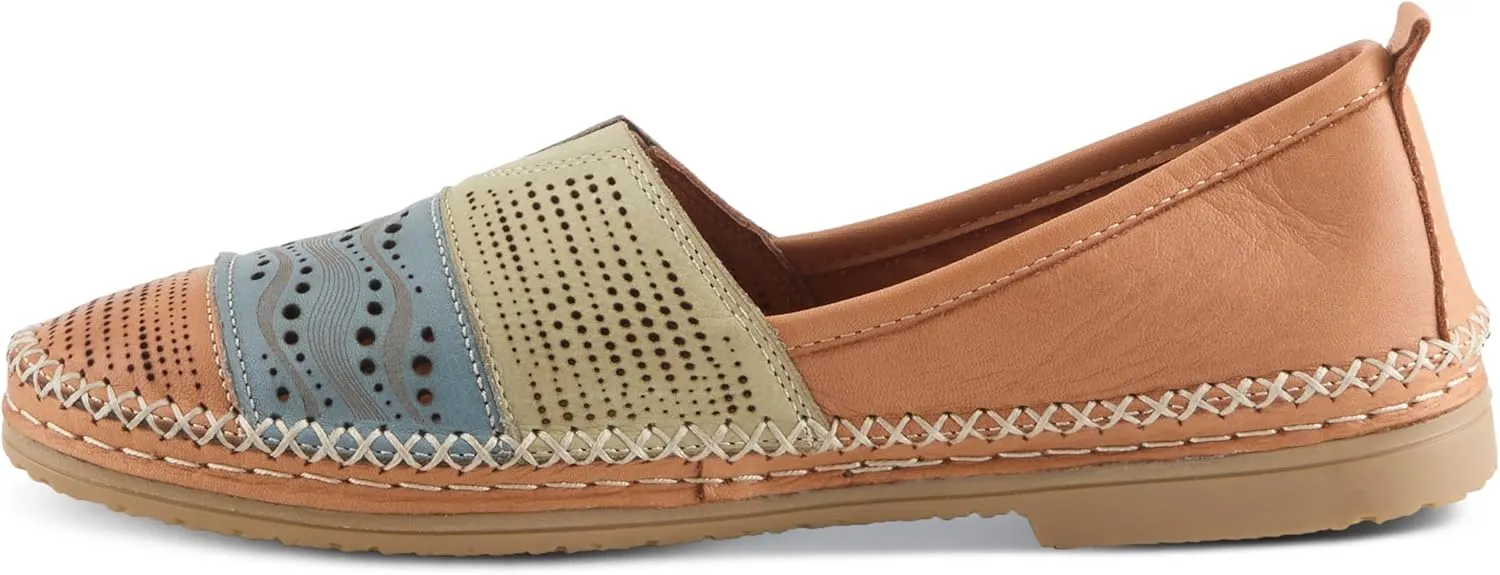 Spring Step Women's HIGHWEST Leather Slip-On Loafer with Perforated and Color-Blocked Whip-Stitch Detailing