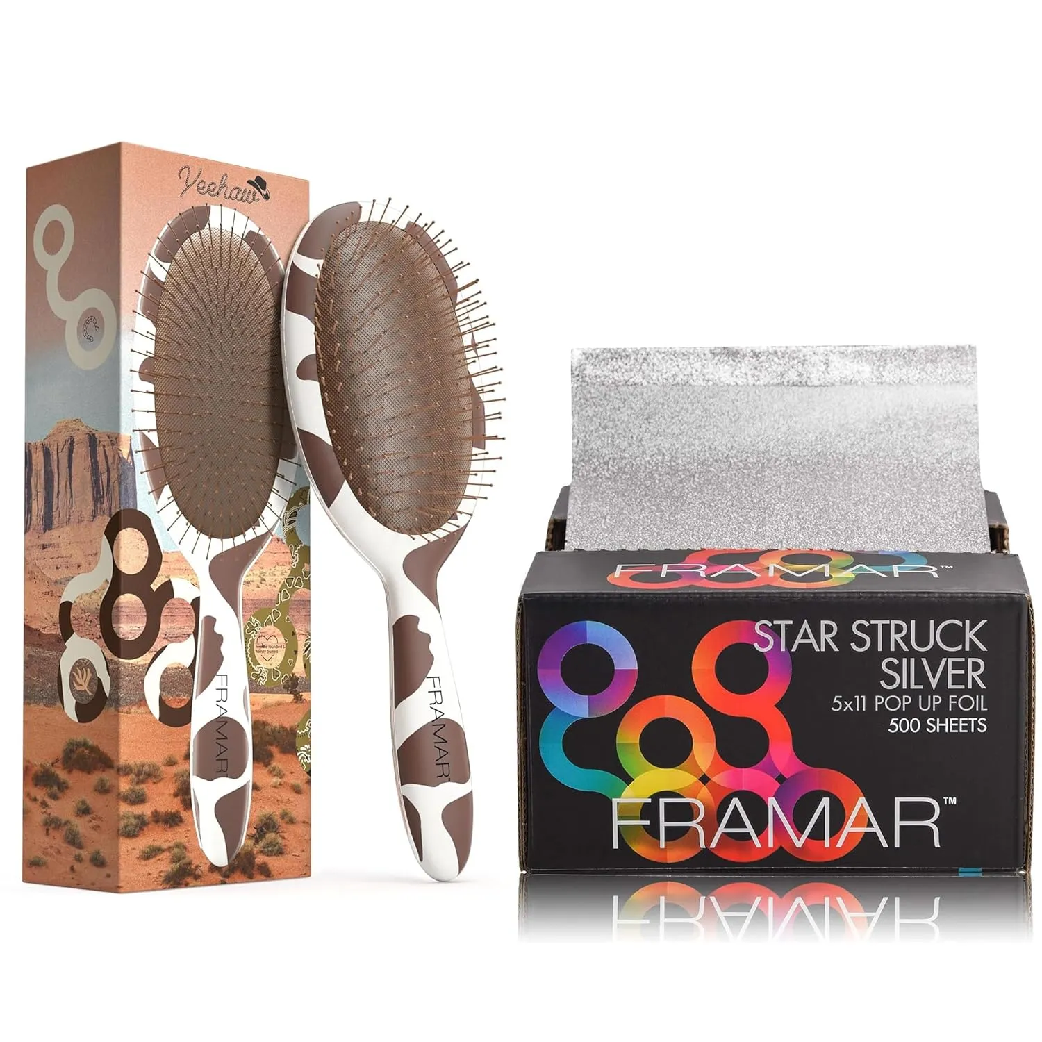 Star Struck Silver Pop Up Hair Foil - FRAMAR Curly Hair Detangler Brush