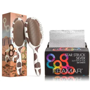 Star Struck Silver Pop Up Hair Foil - FRAMAR Curly Hair Detangler Brush