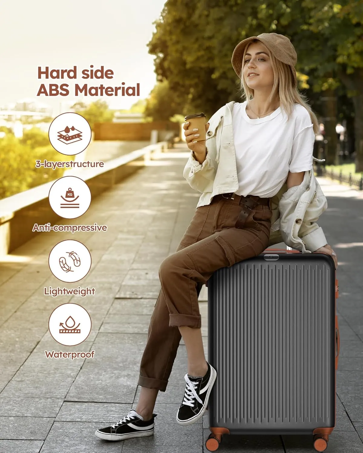 Suitour Luggage Sets 5 Piece,Expandable Hardshell Suitcase Set, Travel Suitcases with Durable Spinner Wheels and TSA Lock
