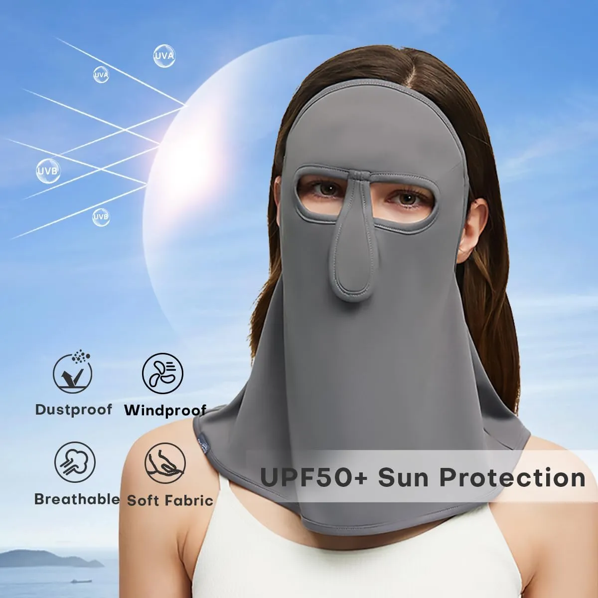 Sun Protection Face Mask Cooling Neck Gaiter Face Scarf Cover Balaclava Cloth Bandanas with Ear Loops SLF6M103T