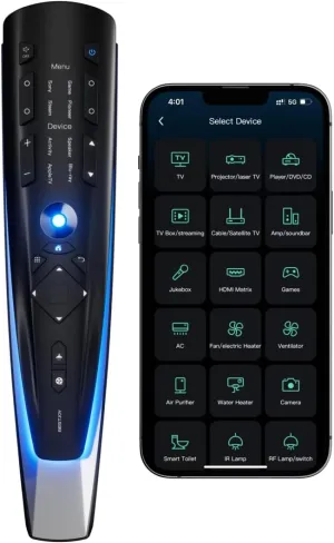 Super Universal Remote Control,All in One Remote with App,Bluetooth, Infrared, RF Universal Controller, RF433/315 Compatible for Smart TVs/STB/Projector/Streaming Players/Blu-ray