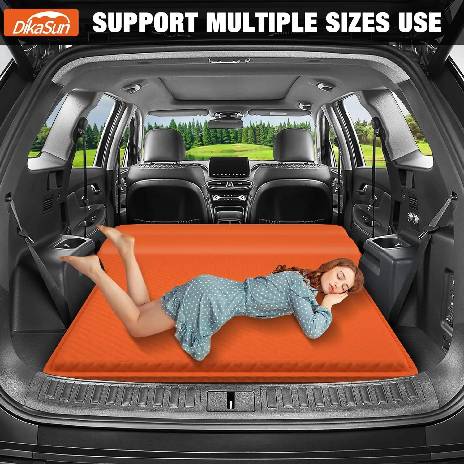 SUV Air Mattress, Self-Inflating Memory Foam Car Bed Mattress for SUV, Travel Camping Car Sleeping Pad with Storage Bag