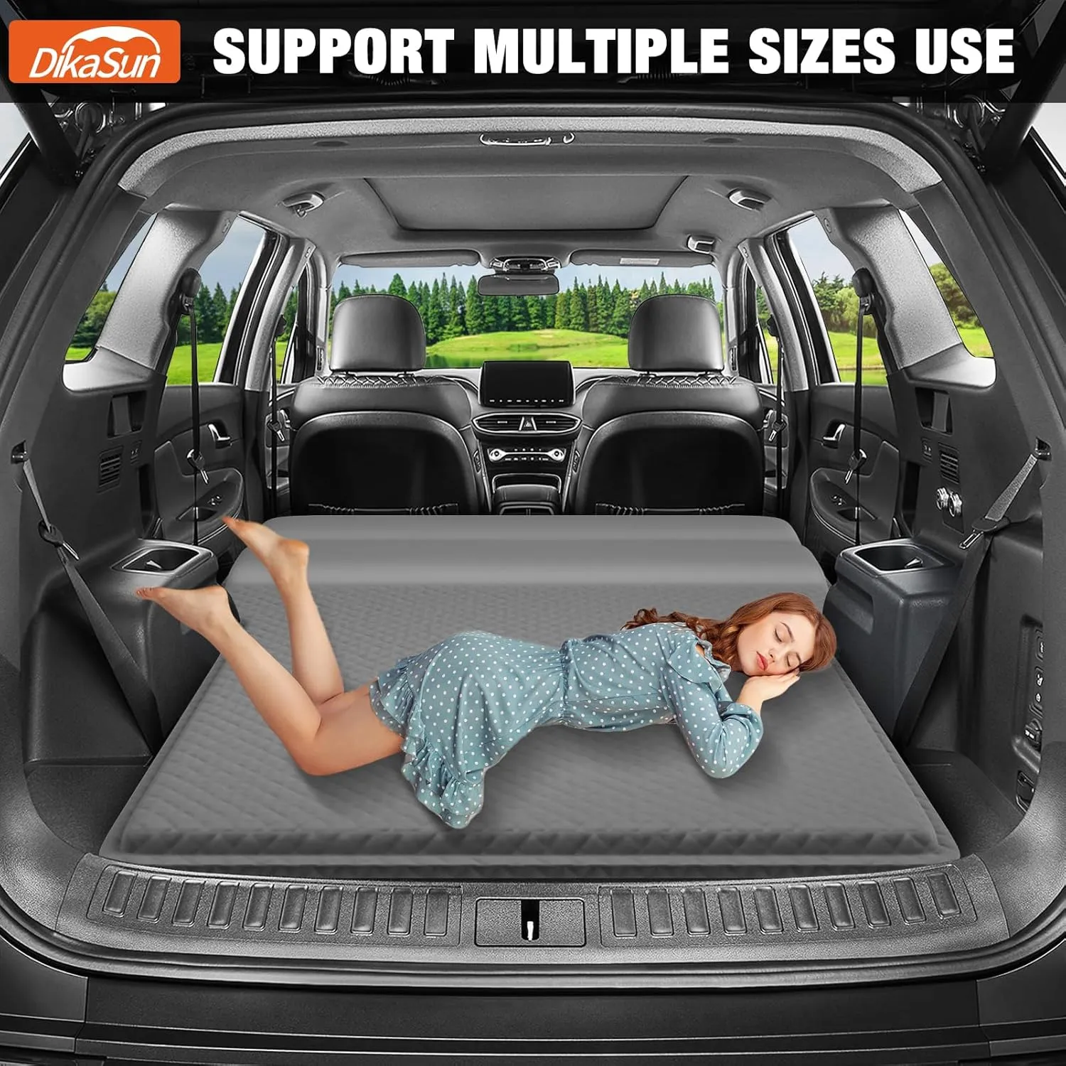 SUV Air Mattress, Self-Inflating Memory Foam Car Bed Mattress for SUV, Travel Camping Car Sleeping Pad with Storage Bag