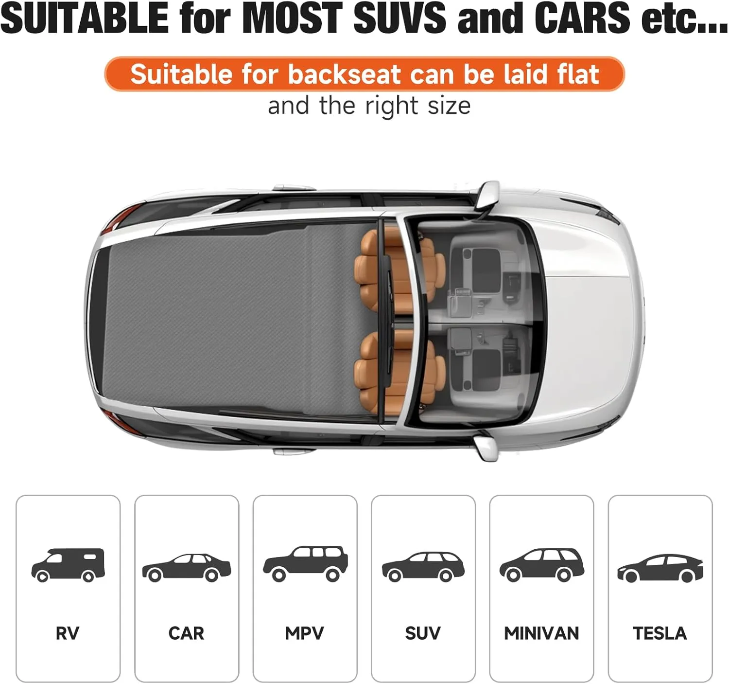 SUV Air Mattress, Self-Inflating Memory Foam Car Bed Mattress for SUV, Travel Camping Car Sleeping Pad with Storage Bag