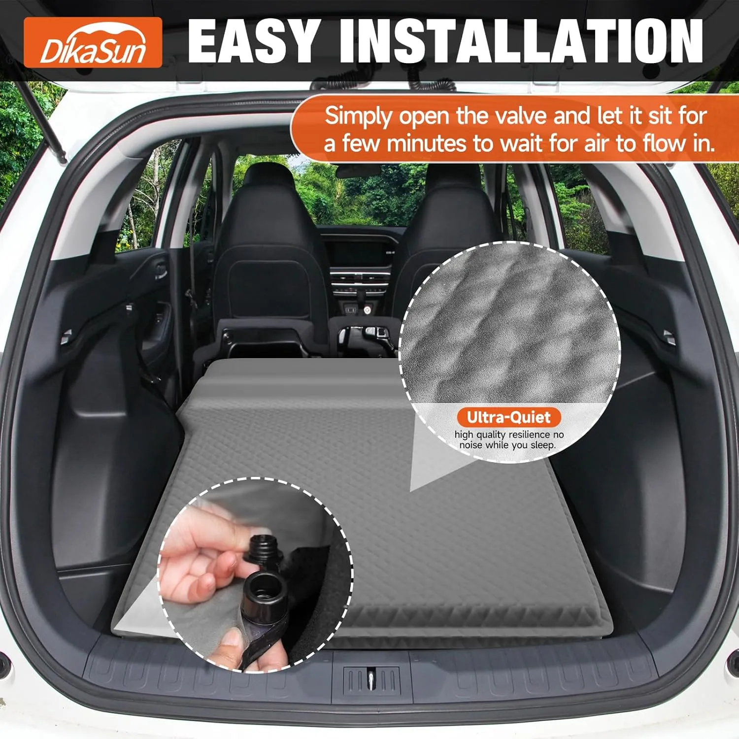 SUV Air Mattress, Self-Inflating Memory Foam Car Bed Mattress for SUV, Travel Camping Car Sleeping Pad with Storage Bag