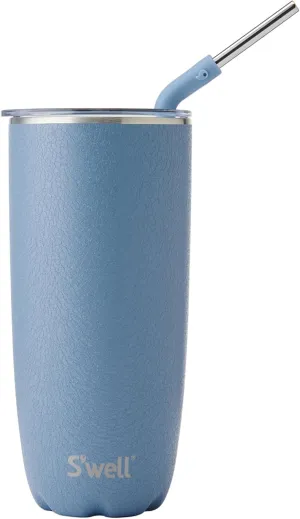 S'well Stainless Steel Tumbler with Straw and Slide-Open Lid, 24oz, Desert Sky, Triple Layered Vacuum Insulated Containers Keeps Drinks Cold for 18 Hours and Hot for 5, BPA Free