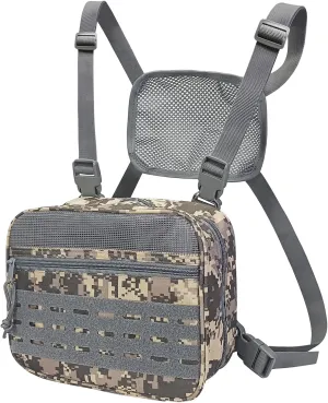 Tactical Chest Rig Bag of Laser Cut Design, Molle Chest Pouch Utility Recon Kit Bag Tactical Chest Pack Bag