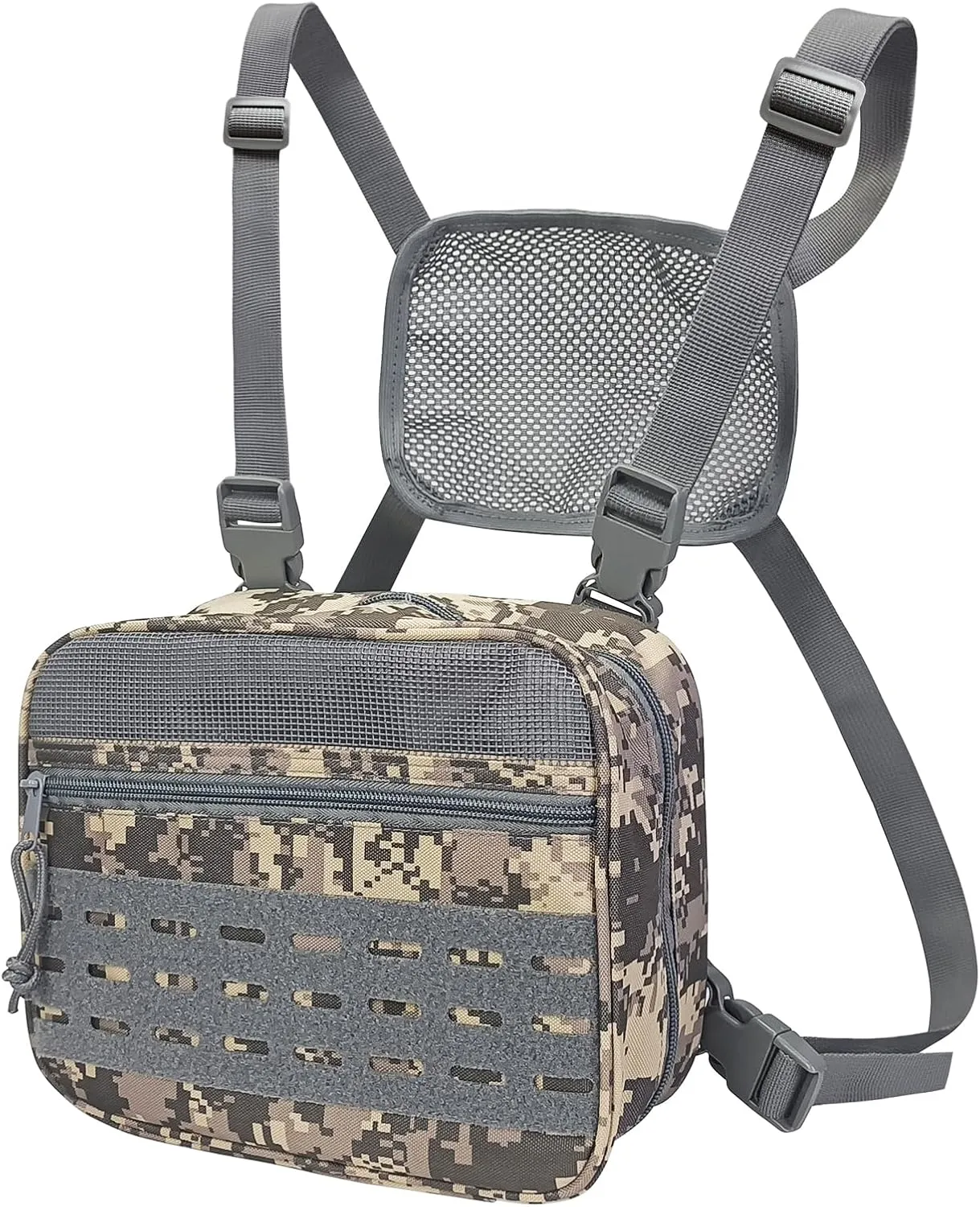 Tactical Chest Rig Bag of Laser Cut Design, Molle Chest Pouch Utility Recon Kit Bag Tactical Chest Pack Bag