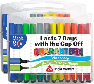 The Pencil Grip Magic Tri Stix, Non-Toxic and Washable Markers For Kids, 24 Assorted Stix Markers, TPG-397, 2 Pack