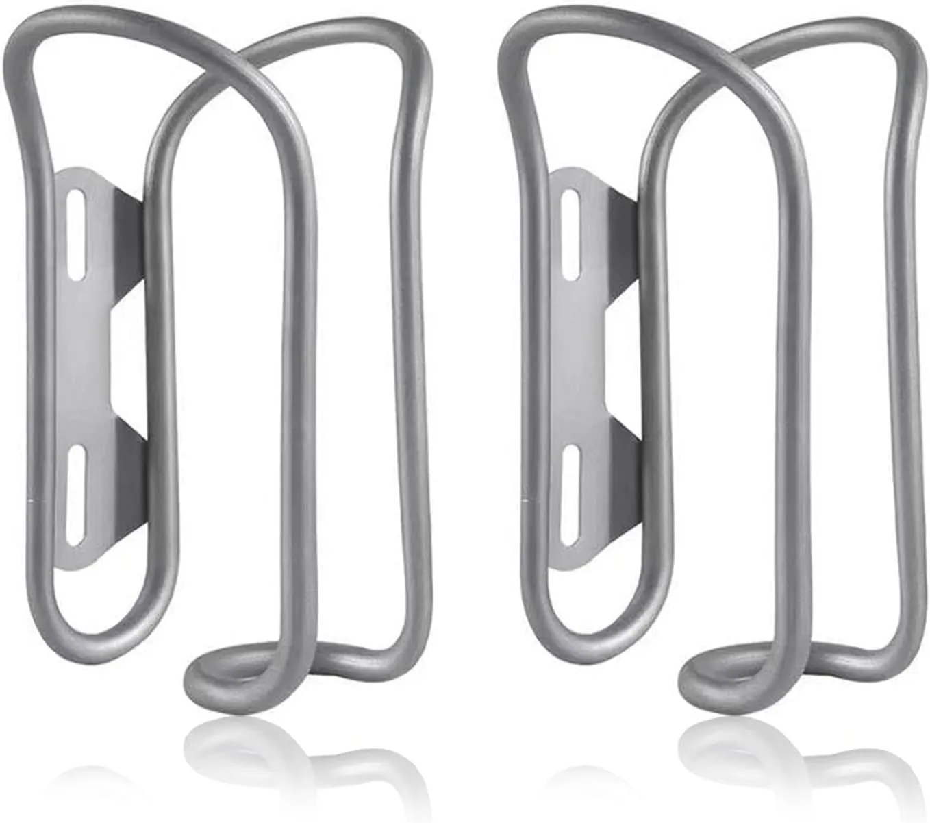 Titanium Bike Water Bottle Cages, 2-Pack, Lightweight and Durable Alloy Holder for MTB and Road Bicycles - Silver