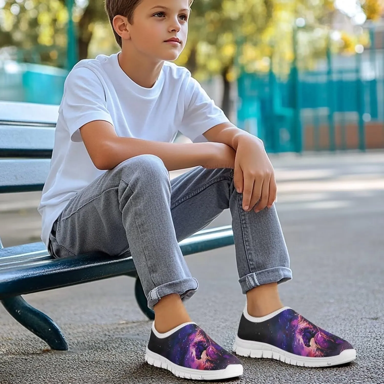 TODIYADDU Children's Running Shoes Non-Slip Tennis Shoes Boys Girls Breathable Mesh Fashion Sports Sneaker (White)