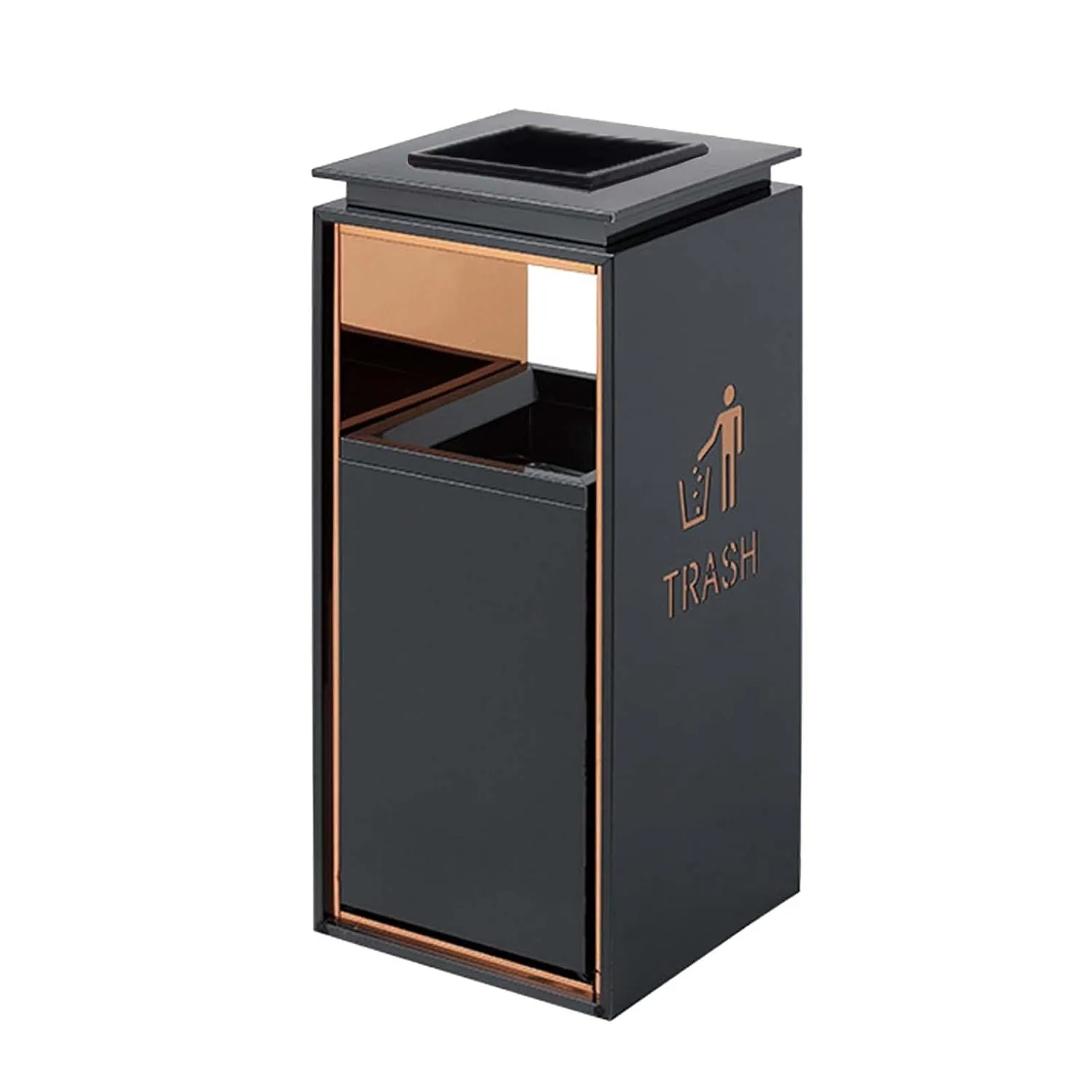 Trash Can Trash Bin 12L Above Convenient Sturdy Practical Wear Resistant Vertical Garbage Can for Office Outdoor Home Indoor, Black