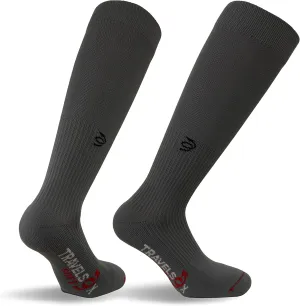 Travelsox TSS6000 The Original Patented Graduated Compression Performance Travel & Dress Socks With DryStat OTC Pairs, Grey, Medium