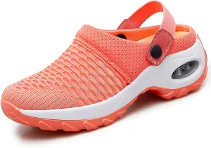 Trsorini Mules Clogs for Women Summer Air Cushion Platform Mesh Mules Sneaker Sandals for Female Lightweight Beach Shoes Outdoor Slippers Walking Shoes
