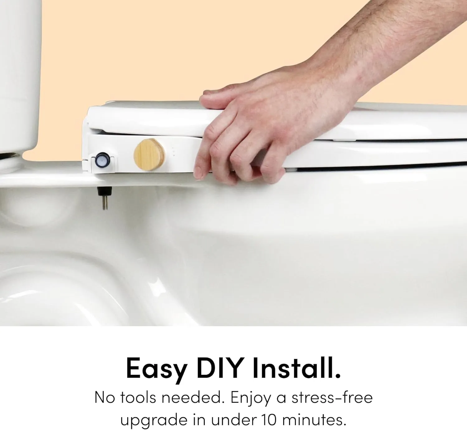 TUSHY Oasis Non-Electric Warm Water Bidet Seat (Elongated) | Self-Cleaning Dual Nozzles, Adjustable Temp & Pressure | 10-Min DIY Install, Soft-Close Lid, Sleek Design, Spa-Like Comfort, Bamboo Knob
