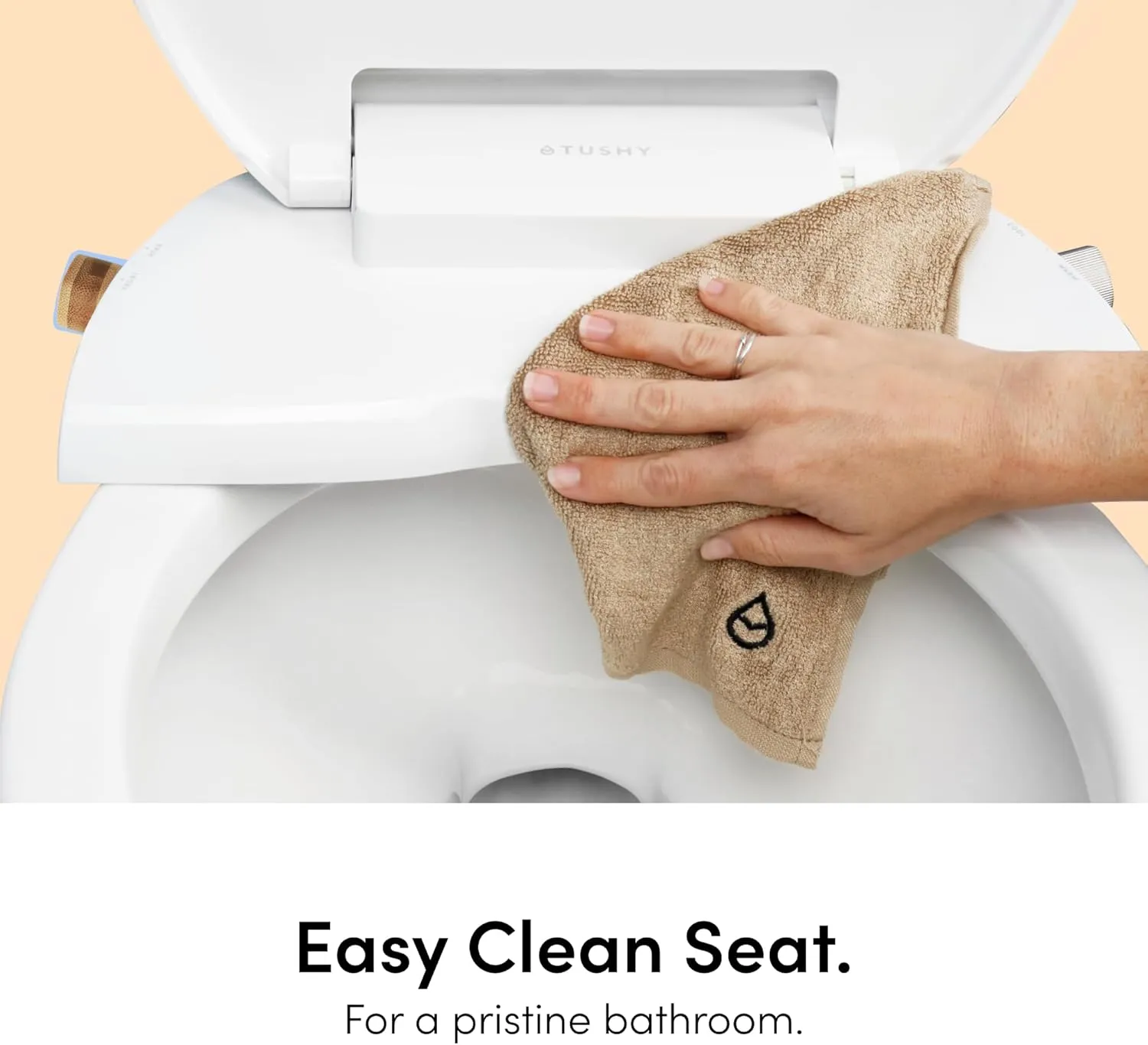 TUSHY Oasis Non-Electric Warm Water Bidet Seat (Elongated) | Self-Cleaning Dual Nozzles, Adjustable Temp & Pressure | 10-Min DIY Install, Soft-Close Lid, Sleek Design, Spa-Like Comfort, Bamboo Knob