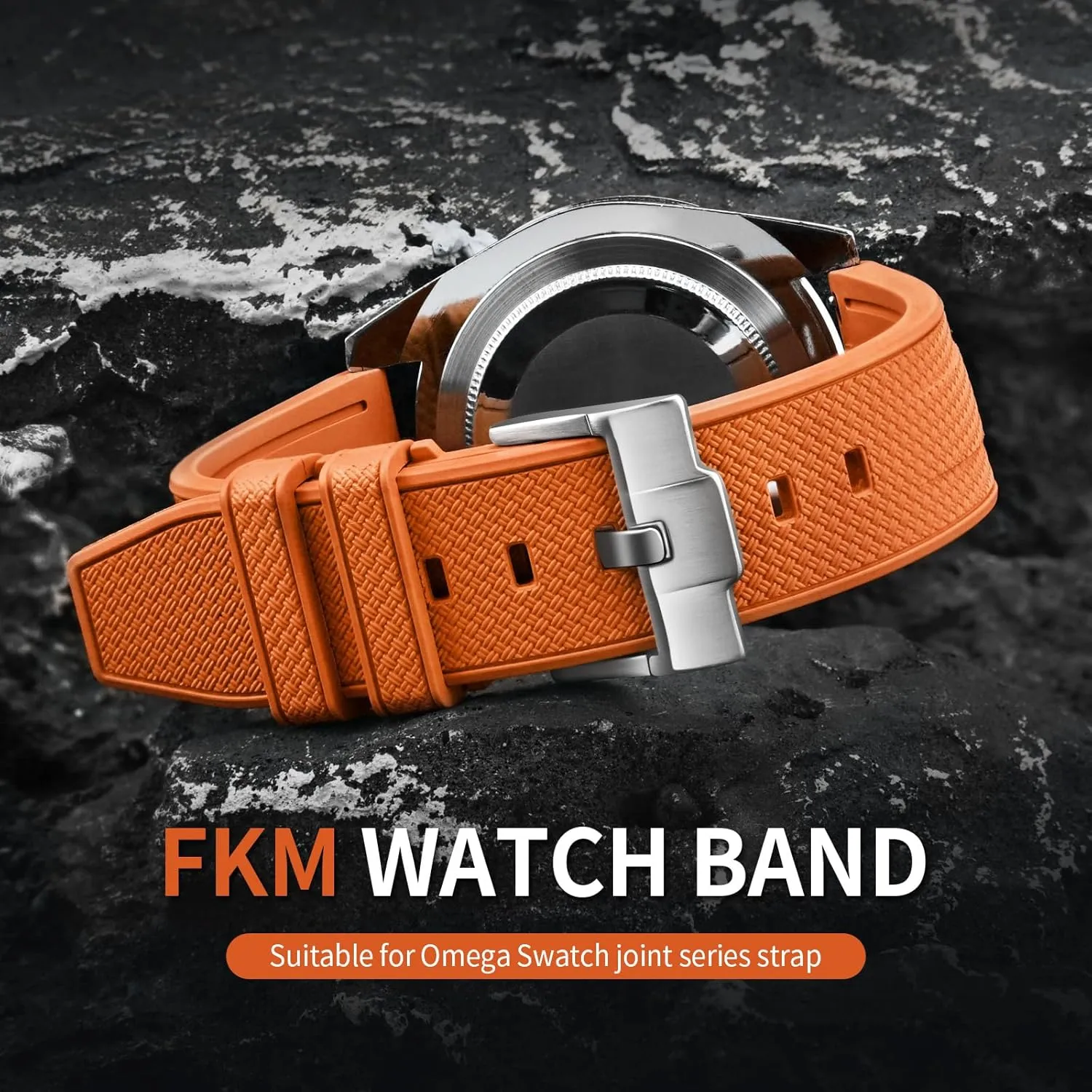 ULLCHRO FKM Rubber Watch Strap 20mm 22mm Quick Release Fluororubber Band with Silver Buckle Soft Breathable Durable Rubber Sport Strap for Men Women Waterproof Silicone Replacement