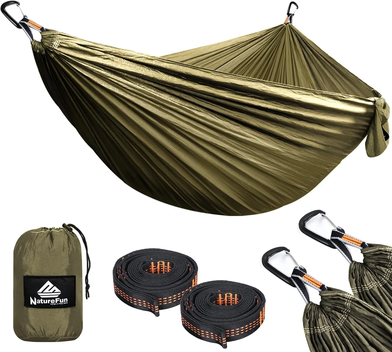 Ultra-Light Travel Camping Hammock | 300kg Load Capacity,(300x200cm) Breathable,Quick-Drying Parachute Nylon | 2 x Premium Carabiners,2 x Nylon Slings Included | for Outdoor Indoor Garden