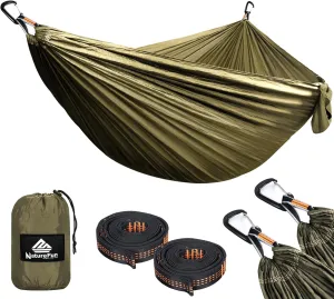 Ultra-Light Travel Camping Hammock | 300kg Load Capacity,(300x200cm) Breathable,Quick-Drying Parachute Nylon | 2 x Premium Carabiners,2 x Nylon Slings Included | for Outdoor Indoor Garden