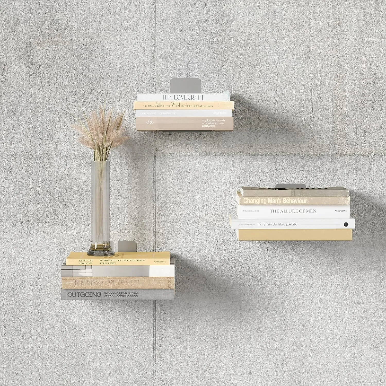 Umbra 330639-560 Conceal Floating Bookshelf, Set of 3, Small, Silver