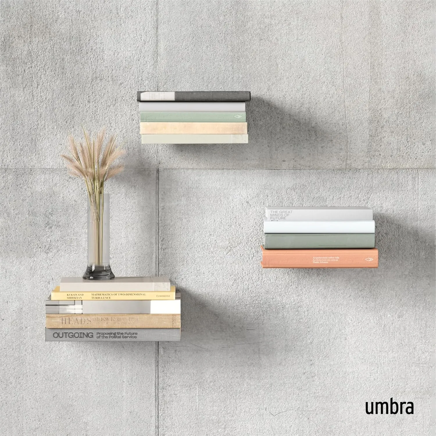 Umbra 330639-560 Conceal Floating Bookshelf, Set of 3, Small, Silver