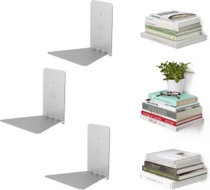 Umbra 330639-560 Conceal Floating Bookshelf, Set of 3, Small, Silver
