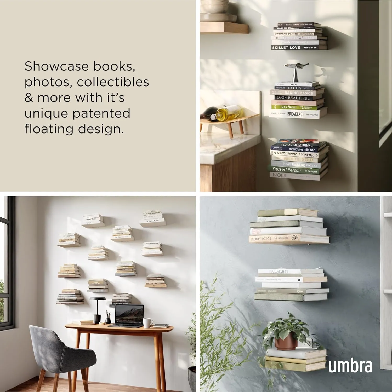 Umbra 330639-560 Conceal Floating Bookshelf, Set of 3, Small, Silver