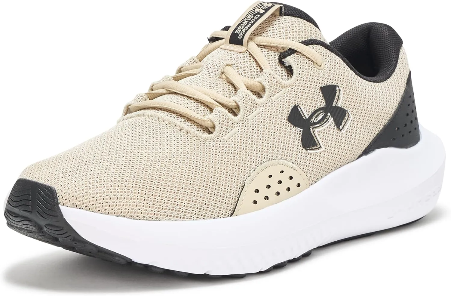 Under Armour Men's Charged Surge 4 Sneaker, Khaki Base/Black/Black, 8