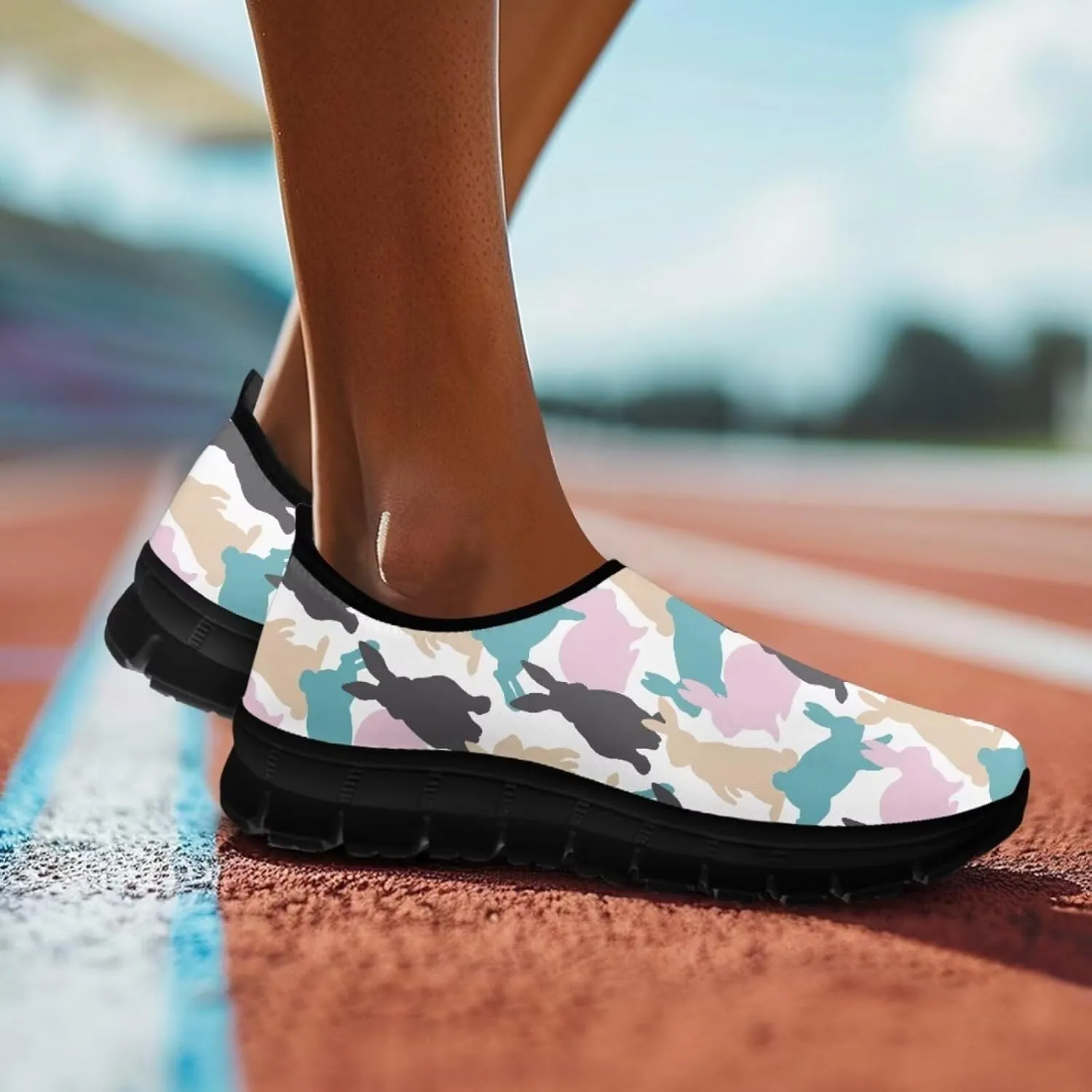 UNICEU Easter Casual Shoes for Women Slip On Low Top Fashion Sneakers Breathable Lightweight Walking Work Footwear