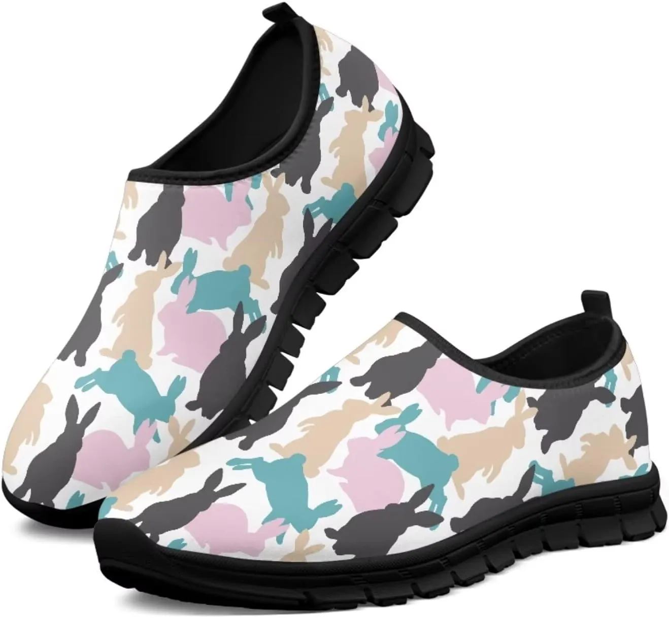 UNICEU Easter Casual Shoes for Women Slip On Low Top Fashion Sneakers Breathable Lightweight Walking Work Footwear