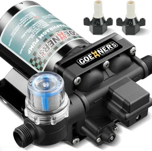 [Upgraded Version] RV Fresh Water Pump, 12V DC Water Pump, 6GPM 70PSI Self-Priming Diaphragm Pump with Pressure Switch and Strainer for RV, Marine, Yacht, Caravan