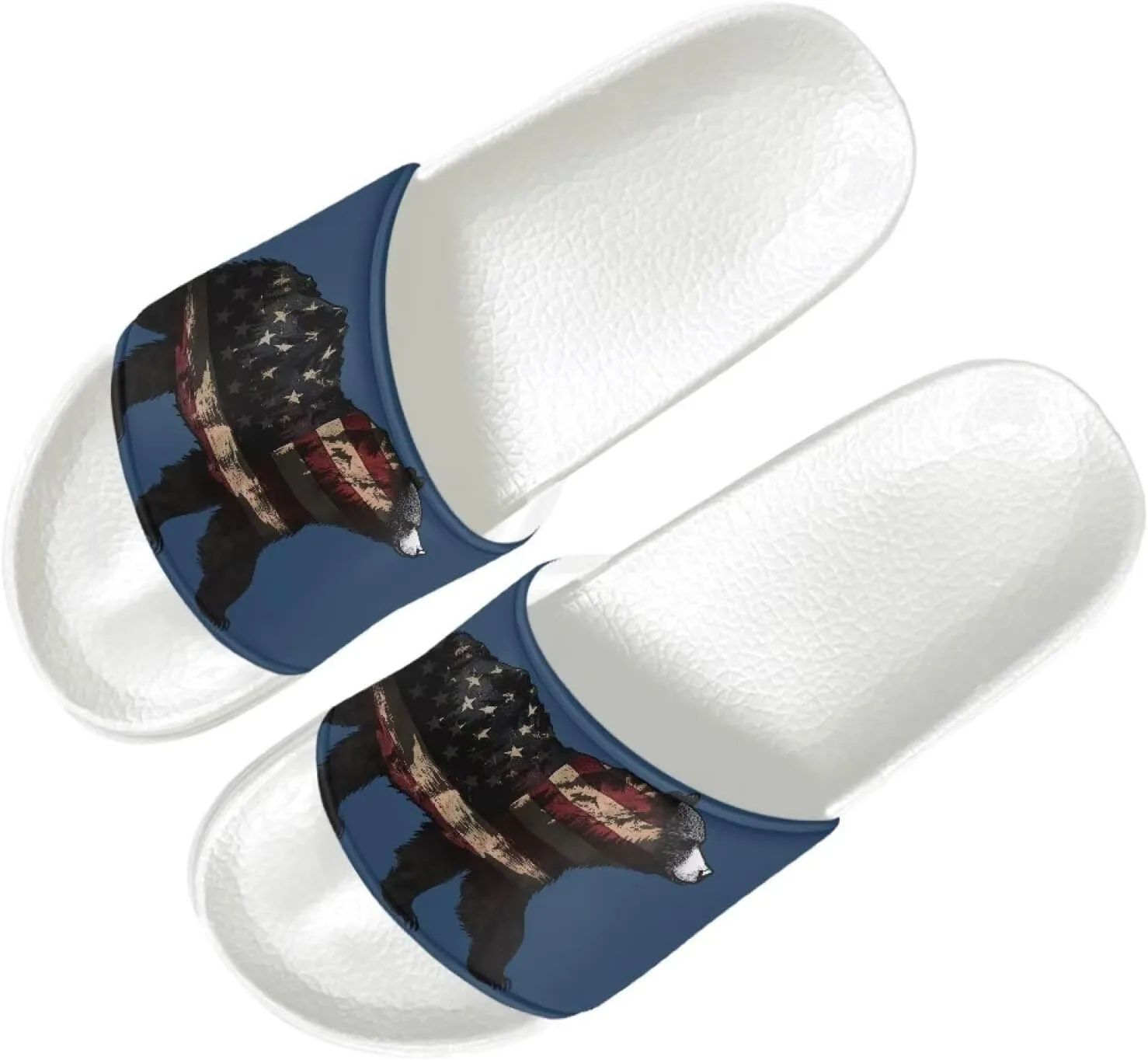 USA Flag Women's Open Toe Spa Pool Pillow Slippers Thick Sole Cushioned Adults Sandals Size 6-13.5