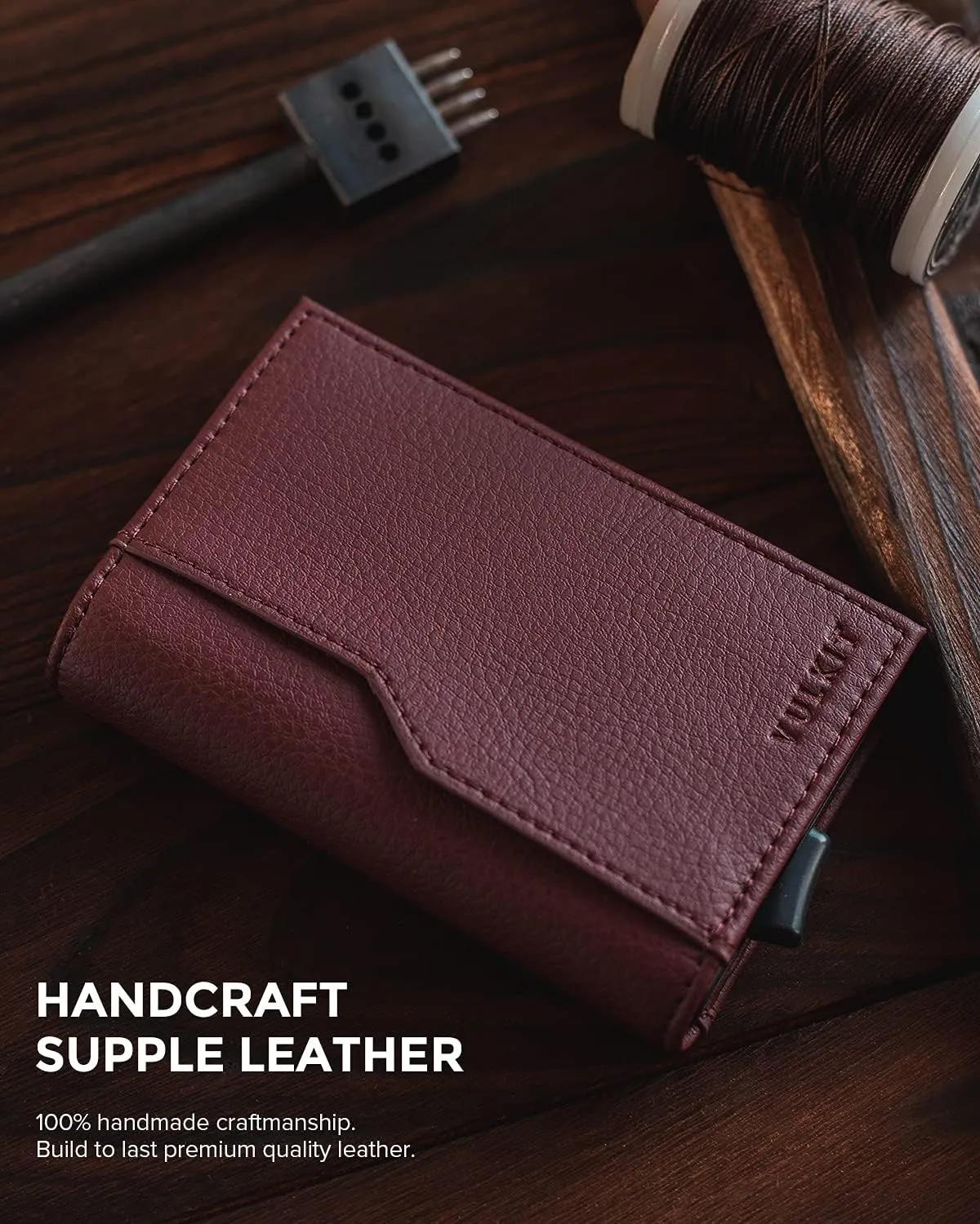 VULKIT Card Holder Wallet with Double ID Windows RFID Blocking Pop Up Wallet Minimalist Design for 12 Cards