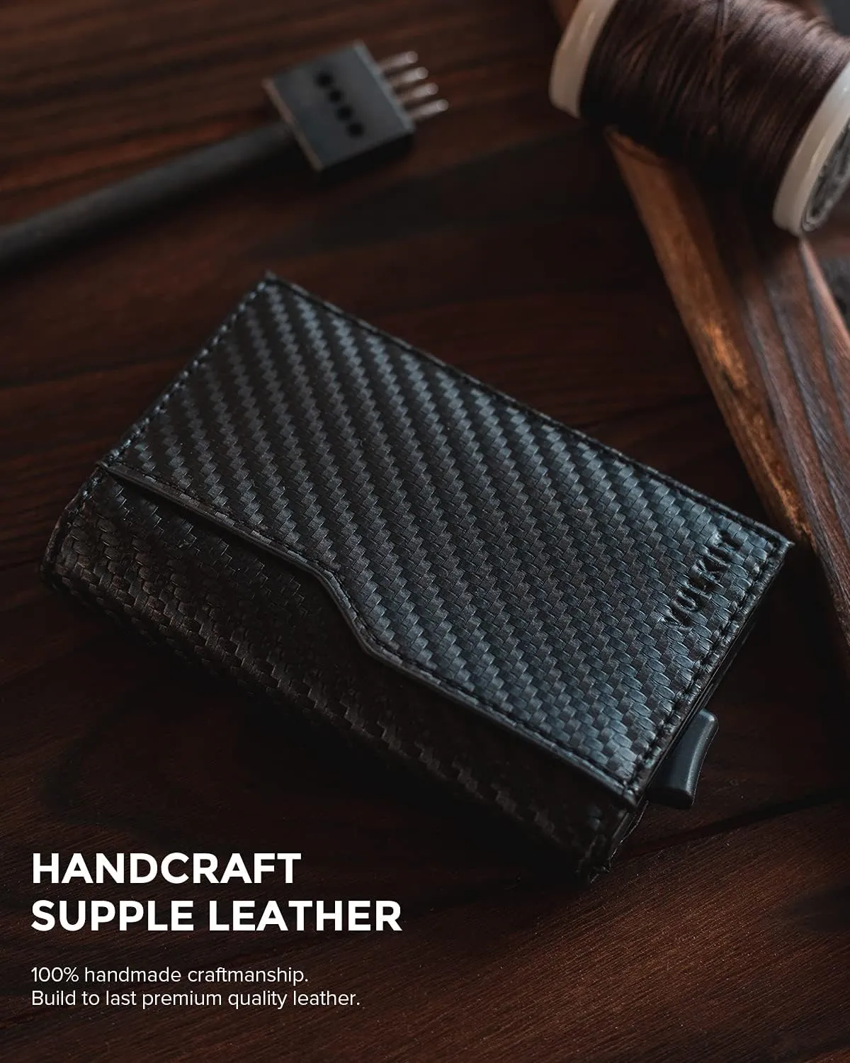 VULKIT Card Holder Wallet with Double ID Windows RFID Blocking Pop Up Wallet Minimalist Design for 12 Cards