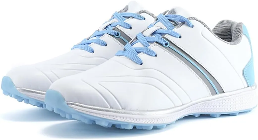 Water-Resistant Golf Shoes for Womens, Outdoor Spikeless Golf Footwears Comfort Fashion Leather Walking Trainers